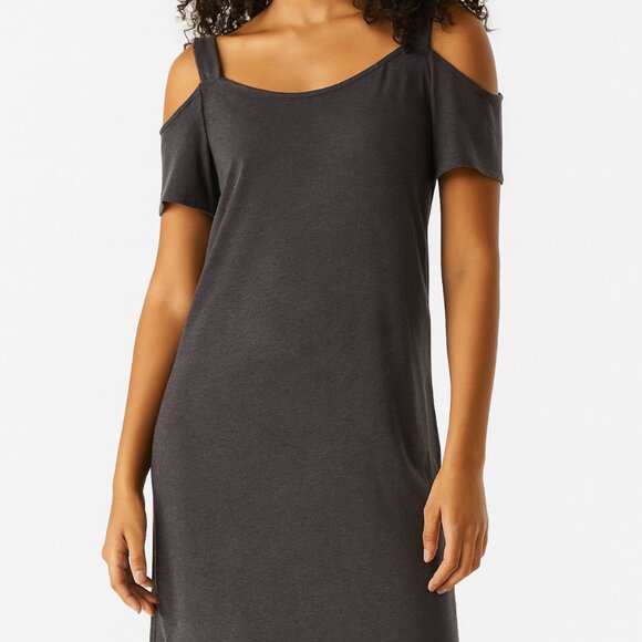 GARAGE Women's Gray Knit Dress Cold SHoulder Short Sleeve Large - Picture 1 of 3